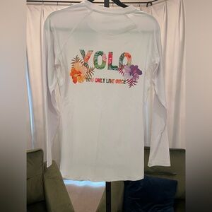 NWT Bluefin white long sleeve color rash shirt